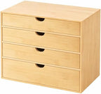 Neando Bamboo Desk Organizer with Drawers, 4-Tier Wooden Desk Organizer, Small Desktop Storage for Office Supplies, Makeup, Accessories, Space-Saving Organizer for Desk, Vanity & Home by Neando