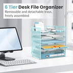 Daltack 6-Tier Paper Organizer for Desk with Handle, Blue, 2 Pack - Image 5