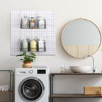 Suzile 2 Pcs Divided Pegboard Baskets Set Metal Garage Storage with 4 Pegboard Hooks Wall Mount Organizer for Workbench Bathroom Accessory Storage, 3 Grid(Black) - Image 6
