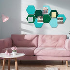 6.7 x 5.9 in 16 Pcs Hexagon Cork Board Tiles, Felt Pin Boards, Turquoise - Image 2