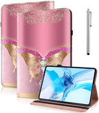 Case for 7" Kindle Paperwhite 12th Generation 2025/2024 & Kindle Colorsoft Signature Edition, Multi-Angle Viewing PU Leather Case with Card Slot for Kindle Paperwhite 2025 - Pink Butterfly by TUOLISG