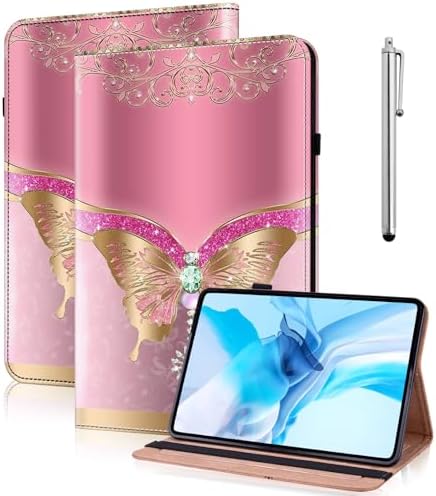 Case for 7" Kindle Paperwhite 12th Generation 2025/2024 & Kindle Colorsoft Signature Edition, Multi-Angle Viewing PU Leather Case with Card Slot for Kindle Paperwhite 2025 - Pink Butterfly by TUOLISG