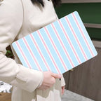 MEEgoodo for MacBook Air 13.3 inch Case 2021 2020 2019 2018 A2337 M1 A2179 A1932, Laptop Shell for MacBook Air M1 with Keyboard Webcam Cover & Trackpad Film & Type C Adapter, Pink and Blue Stripes - Image 6