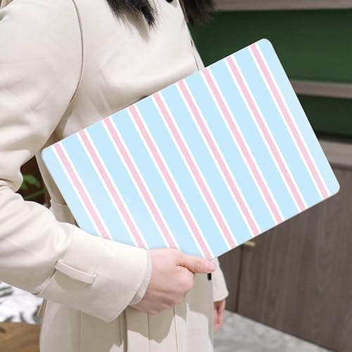 MEEgoodo for MacBook Air 13.3 inch Case 2021 2020 2019 2018 A2337 M1 A2179 A1932, Laptop Shell for MacBook Air M1 with Keyboard Webcam Cover & Trackpad Film & Type C Adapter, Pink and Blue Stripes - Image 6