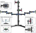 Suptek Quad LED LCD Monitor Stand up Free-Standing Desk Stand Extra Tall 31.5" Pole Heavy Duty Fully Adjustable Mount for 4 (3+1) / Four Screens up to 27 inch (ML6864) - Image 3