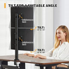 HEMUDU Dual Monitor Articulating Desk Mount Arm Stand - Vertical Stack Screen Supports Two 13 to 34 Inch Computer Monitors with C Clamp - Image 3