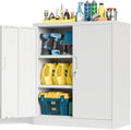 BESFUR Metal Storage Cabinet with Lock and 2 Adjustable Shelves, 36" H Lockable Storage Cabinet for Home, Office, Garage, Utility Room and Basement(White) by BESFUR