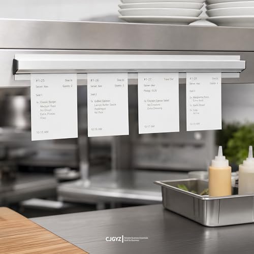 4 Pcs Restaurant Ticket Holder, Magnetic Note and Paper Holder with Aluminum Slide Check Rack, 16/18/24" Ticket Rail for Restaurant Orders, Bill Display, Kitchen, Cafes, Bars (36 Inch) - Image 7
