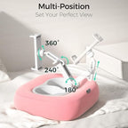 Tablet Pillow Stand, Adjustable Kindle Holder with 2 Snack Bowls, 360° Adjustable iPad Stand for Bed with 4.7''-13'' iPad, Kindle, Phone, Gift for Reading Accessories on Bed, Sofa, Pink - Image 4