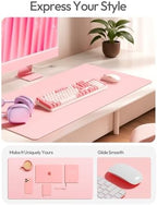 YSAGi Leather Desk Protector, Office Mat, Large Mouse Mat, Non-Slip PU Leather Blotter, Laptop Pad, Waterproof Writing Pad for Office and Home (Light Pink, 47.2" x 23.6") - Image 2