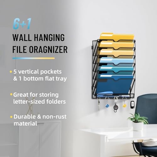 SUPEASY 7-Tier Hanging Wall File Organizer with Hooks, 2 Pack - Image 2