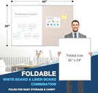 Large White Board Dry Erase Foldable Bulletin Board Combo 48x36 for Wall - Image 2