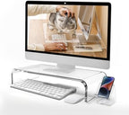 20"x10"x4" Acrylic Monitor Stand, Clear Laptop Riser with Bonus Phone Stand by KMANDLU