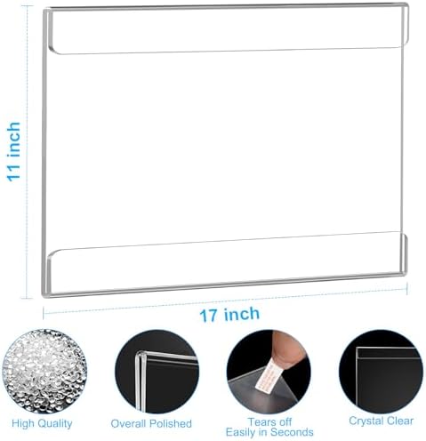 EHWINE Acrylic Sign Holder 11 x 17 Wall Mount with Tape, Horizontal, 8 Pack - Image 3