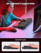 Vaydeer Keyboard Stand with Wrist Rest, Gaming Wrist Support Pad, Ergonomic Hand Rest Arm Soft Memory Foam for Palm Typing Comfort, Tilt Keyboard Riser Holder Lift Computer Desk Accessory Office Home - Image 4