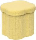 B FSOBEIIALEO Storage Ottoman Cube, Flowers Shaped Ottomans with Storage Foot Stool Footrest for Lving Room, Boucle Ottoman Seat for Dorm Room,Faux Teddy Fur, Yellow 12.6"x12.6"x12.6" by BFSOBEIIALEO