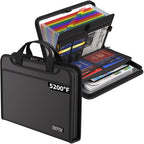 ENGPOW Accordion File Organizer, Fireproof 5200°F Expanding File Folder with 13 Pockets Document Organizer with Handle & Labels, Portable Home Office Travel Safe Storage for Letter A4 Files, Black by ENGPOW