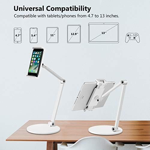 iPad Stand for Desk, Surface Pro Holder, Multi-Angle Adjustable Tablet Stand Holder for 4.7''- 13'' Screen Microsoft Surface Series, iPad Series,Samsung Galaxy Tabs,Amazon Kindle Fire, Etc. (White) - Image 5