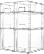 Vtopmart Clear Stackable Storage Drawers, 6 Pack Tall Organizer Set by Vtopmart