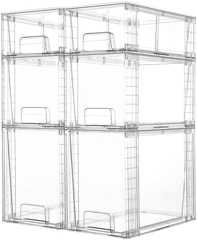 Vtopmart Clear Stackable Storage Drawers, 6 Pack Tall Organizer Set by Vtopmart