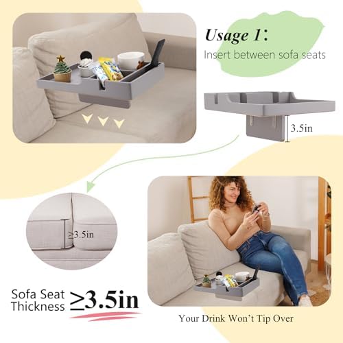 Sectional Couch Table Insert for Middle Seat,Bamboo Gray - Image 3