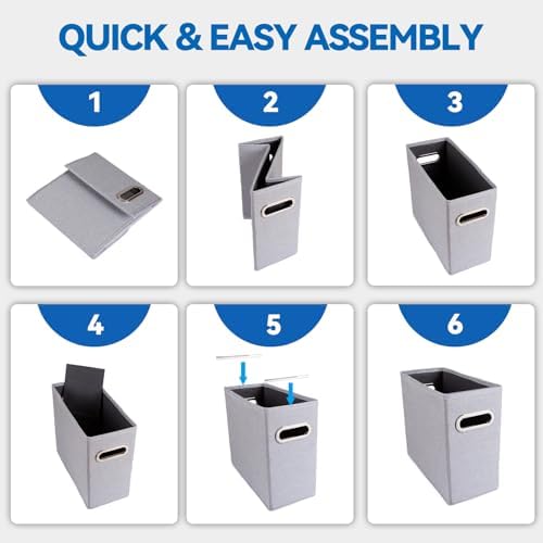 4 Packs Letter Size File Organizer, File Folders Organizer, Fabric Storage Box, Collapsible Paper Organizer with Metal Handle, Smooth PVC Rails, Only Box (Blue) - Image 6