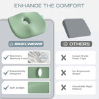 Skechers Seat Cushion Memory Foam,Donut Pillow Office Chair Cushion for Tailbone Pain Relief,Butt Pillow for Office Chair,Car seat Cushion,Long Sitting Office Workers,and Car Drivers,Green - Image 6