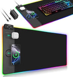 Mouse Pad with Wireless Charger, RGB Gaming Mousepad, 31.5"x15.7" Extra Large Desk Mat, 13 Light Modes, Ultra-Smooth Surface, Non-Slip Base, Waterproof Computer Keyboard Pad, Black with PD Adapter by ExtreLife