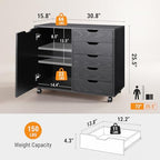 DEVAISE 5-Drawer Wood Drawer Cabinet, Office Storage Cabinet, Black - Image 3