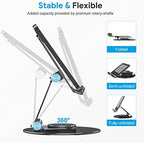 OMOTON Swivel Tablet Stand for iPad with 360 Rotating Base, Foldable Adjustable Holder for Drawing, Compatible with iPad Pro/Air/Mini and More, Black Gray - Image 6