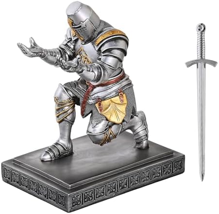 Templar Vanguard Soldier Pen Holder Desk Organizers Crafts as Gifts Silver - Image 3