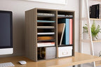 Safco Products Wood Adjustable Literature Desktop Organizer, 16 Compartment, Gray Wood - Image 3