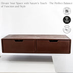Wooden Desk Organizer with 2 Drawers – Handcrafted Solid Wood Storage Box for Office, Home & Study – Rustic Desktop Organizer for Files, Accessories & Stationery (STYLE 2, DARK BROWN) - Image 4