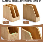 KIRIGEN Wood File Folder Holder, 2-Pack Desktop File Organizer Natural - Image 4