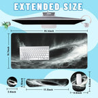 Black Hole Desk Mat Set Space Galaxy Art Large Mouse Pad with Wrist Rest 4in1 Desk Mat for Desktop Ergonomic Keyboard Wrist Support Anti-Slip Computer Ergonomic Mouse Pad Home Office Gaming - Image 2