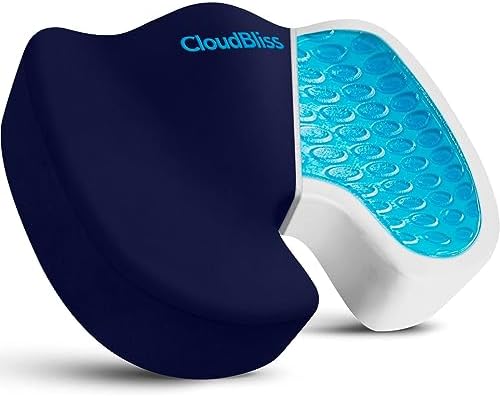 CloudBliss Gel Memory Foam Seat Cushion for Long Sitting, X-Large, Blue by CloudBliss