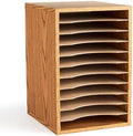 Safco Vertical Desktop Sorter, Wooden Paper Organizer for Home Office and Classroom, 11 Adjustable, Letter-Size Compartments, Medium Oak by SafcoProducts