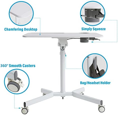 Mobile Rolling Desk, Small Standing Desk with Wheels,Portable Laptop Desk - Image 6