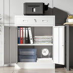 Wanfu Metal Storage Cabinet, Locking Cabinet with 1 Drawer and Adjustable Shelf, 36" H x 28" W x 16" D Steel Storage Cabinet for Office, Garage, Home-White - Image 2