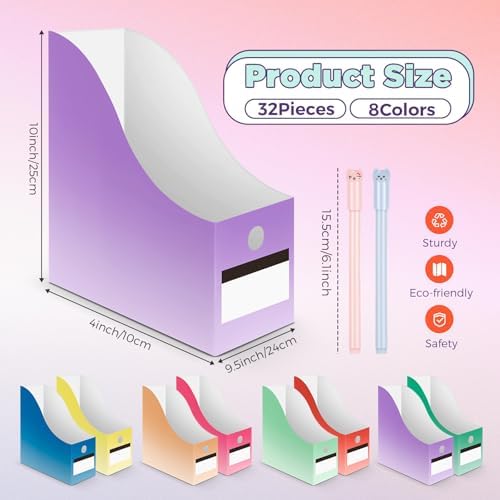 Jutom 32 Pcs Cardboard Magazine File Holders Organizer, Gradient, Classic - Image 2