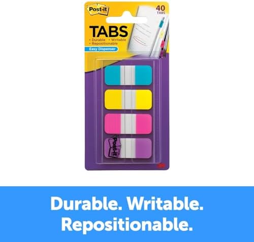 Post-it Tabs 0.4" x 2.8", 4 Assorted Colors, 24-Pack, Model 676-AYPV - Image 2