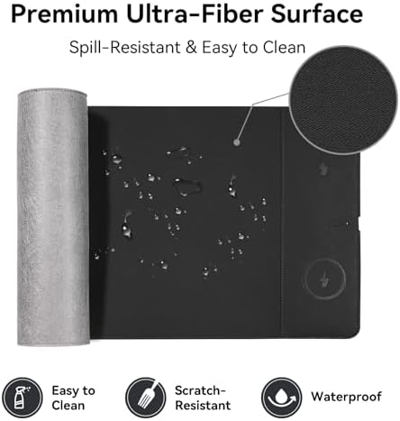 Dual Wireless Charging Mouse Pad, Magnetic 15W, Black - Image 4