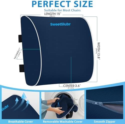SweetSlubr Lumbar Support Pillow for Office Chair, Back Support(Blue,XL) - Image 3