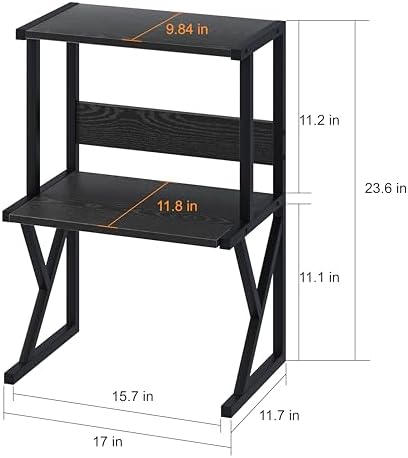 aboxoo Printer Stand for Desk to Save Space, Metal+Wood for Home Office - Image 3
