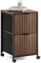 VINGLI 2 Drawer Mobile File Cabinet, Rolling Fluted Filing Cabinet Under Desk File Cabinet with Wheels, Fabric Drawers Printer Stand for Home Office, Fits Letter Size, Walnut by VINGLI