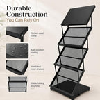 Foldable Magazine Display Racks, 4 Pockets Brochure Display Rack with Wheels, Brochure Catalog Display Stand for Living Room, Hotel, Trade Show, Exhibition, Office - Image 6
