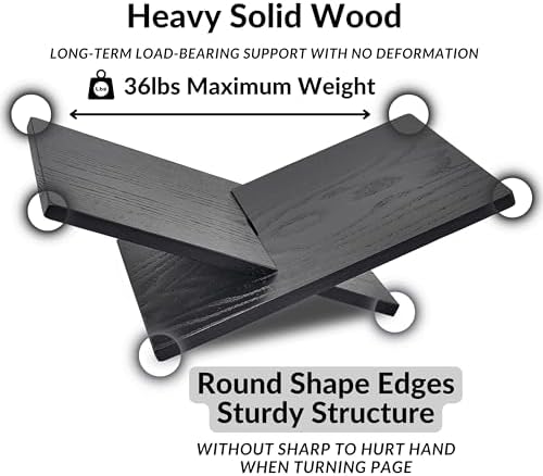 Honygebia Solid Oak Wood Book Stand, Cross Frame Open Display Holder - Image 3