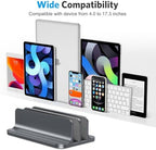 OMOTON Dual Vertical Desk Laptop Stand Holder, Fits MacBook Air/Pro, Grey - Image 3