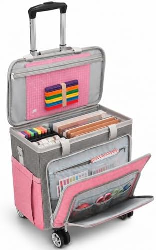 Rolling Teacher Bag With Wheels, Tote Organizer With Detachable Trolley by FINESUN