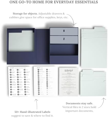 Savor | All-in-One Desk Organizer | Blue – Keep Desk, Office, and Home Organized All-in-One Storage System for Important Files, Documents, Stationery, and Office Supplies - Image 4